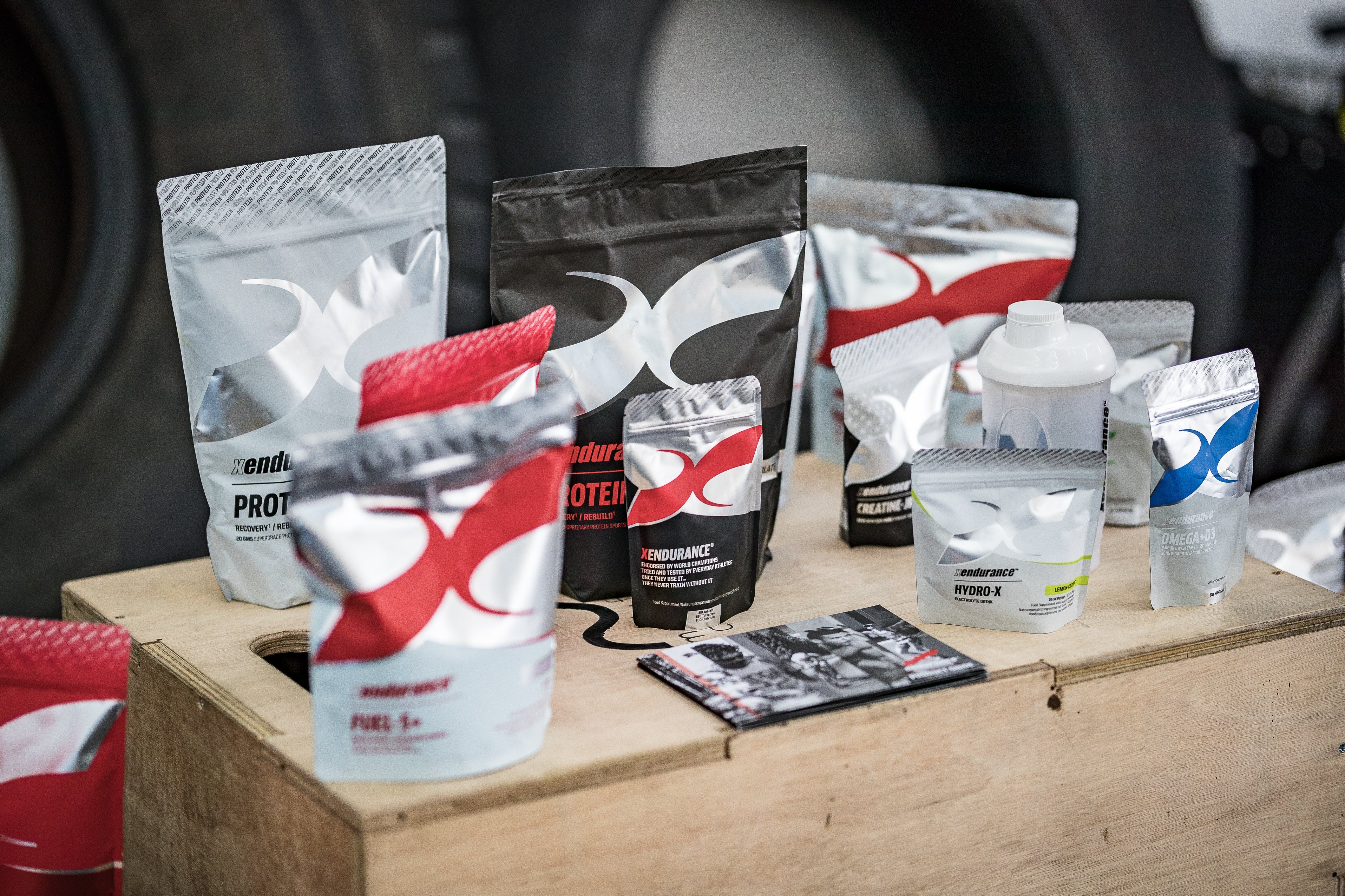 Close-up of Xendurance endurance supplement bottle Lactic Acid Buffer to improve stamina and performance for athletes.